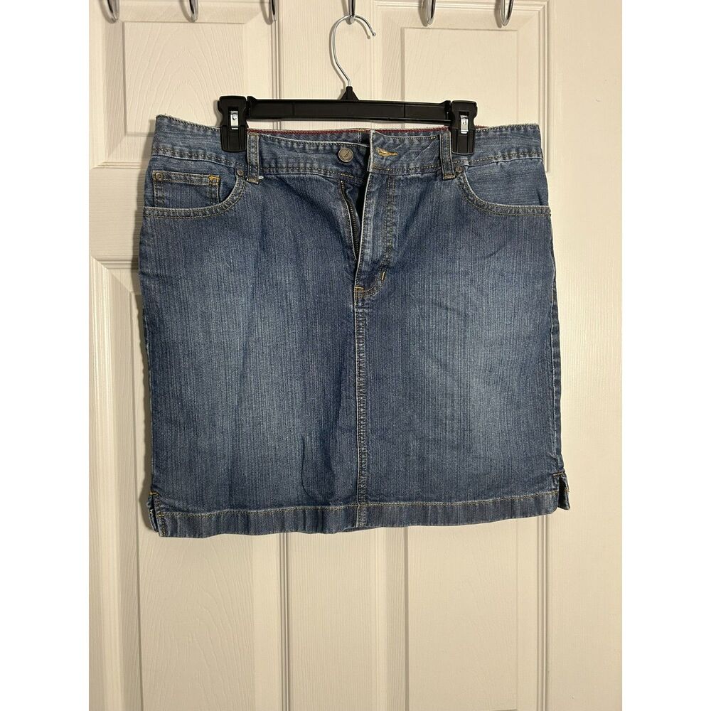 Nautica Medium Wash Blue Denim Jean Skirt Side Vents 12